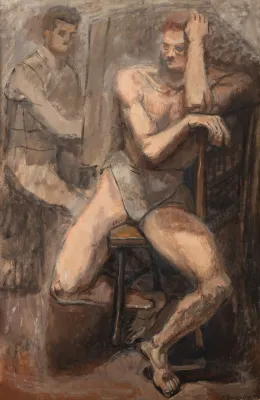 Aldo Bonadei - Homem Nu Sentado