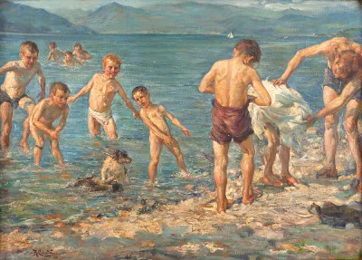 Angelo Cantù - Crianças na Praia