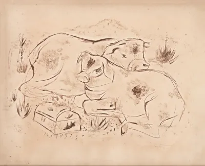 Candido Portinari - Vaquinhas Deitadas no Pasto