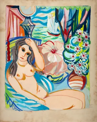 Cícero Dias - Nu Feminino Com Flores